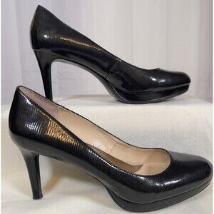 Calvin Klein Women’s Odette Black High Heel Platform Pump Faux Snakeskin 8.5